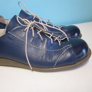 Julie Dee Blue Leather Cap Toe Lace Ups Size 8